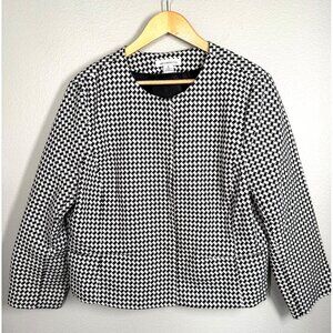 Liz Claiborne Womens Houndstooth Suit‎ Jacket XL Black & White Career Business
